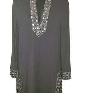 Language Black Tunic with Metallic Details